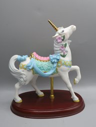 Lenox Carousel Unicorn Figurine Fine Porcelain Carousel Collection 24K Gold  On Wood Base