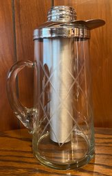 Vintage Gilley Large Etched Criss-Cross Chill-it Pitcher