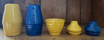 Bauer Pottery Ringware Salt & Pepper Shakers & Bowl - 7 Pieces