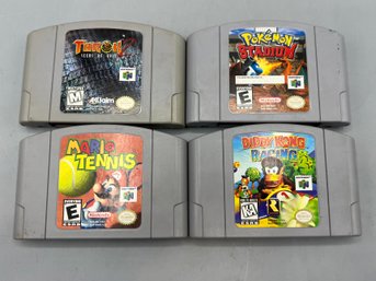 Nintendo 64 Turok2, Pokemon, Stadium Mario, Tennis Diddy Kong Racing Game Cartridges - 4 Piece Lot
