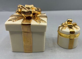 The Gold Lenox Keepsake Box 1999 & Lenox Treasures Tiny Treasures Gift Box, 2 Piece Lot
