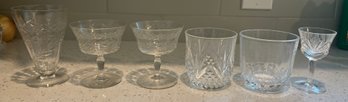 Assorted Lot Of Crystal Glasses- 6 Pieces