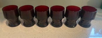 Anchor Hocking Royal Ruby Red Georgian Glasses- 6 Pieces