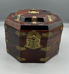 Rosewood & Brass Octagonal Korean Trinket Box