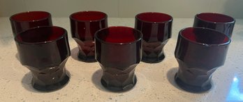 Anchor Hocking Royal Ruby Red Georgian Glasses- 7 Pieces