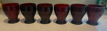 Anchor Hocking Royal Ruby Swirl Tumblers- 6 Pieces