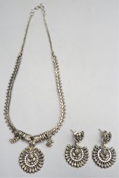 Costume Jewelry Silver-tone Earrings & Necklace Set