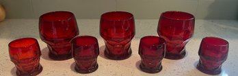 Anchor Hocking Royal Ruby Red Georgian Glasses- 7 Pieces