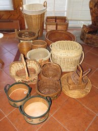 Wicker Baskets - Assorted Lot Of 17