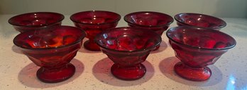 Anchor Hocking Royal Ruby Sundae Dishes- 7 Pieces