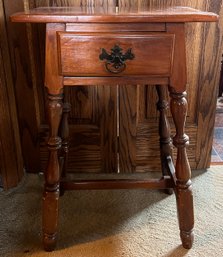 Mid-century Single Drawer Wooden End Table