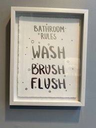 Bathroom Rules Wood Framed Wall Decor