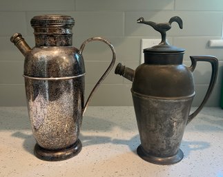 Marion Pewter & Bernard Rices Sons Apollo EPC Cocktail Shakers- 2 Pieces