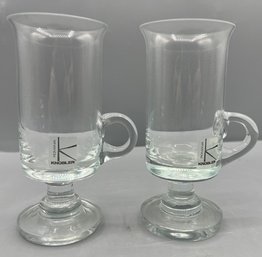 Knobler Romania Traditional Irish Coffee Glass Coffee Mugs Pedestal Design Set Of 2