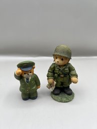 Lot Of 2 Military Bear Figurines