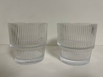 Short Ribbed Glasses - 2 Piece Lot