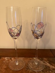 Milano Romania Mosaic Glass Art Champagne Glasses - 2 Pieces