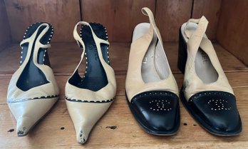 Chanel Heeled Pointed & Round Toe Shoes Size 38.5 & 38 - 2 Pairs