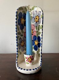 Artesa Ecuador Hand Painted Pottery Candle Holder