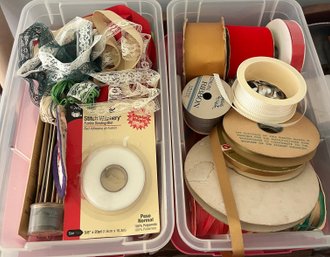 Assorted Lot Of Ribbon & Zippers