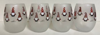 Culver Frosted Christmas Gnomes Stemless Glasses - 4 Pieces