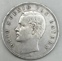 1908 D Germany Bavaria Under Otto Koenig Von Bayern Silver Coin