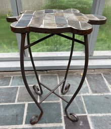 Slate Turtle Outside Accent Table, Iron Base