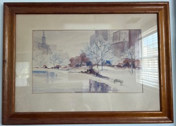 Dorothy Smith Signed Central Park Watercolor Painting