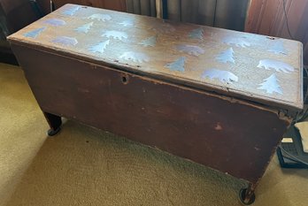 Antique Wooden Storage Trunk