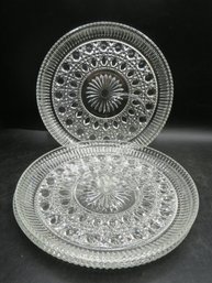 Glass Luncheon Plates With Cup Groove - Set Of 3