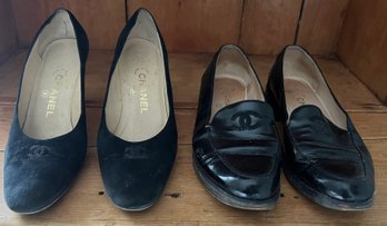 Chanel Rounded Toe Heels & Chanel Patent Leather Loafers Size 38 - 2 Pairs
