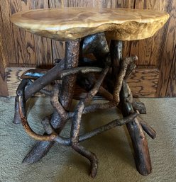 Handmade Rustic Real Wood Side Table