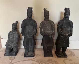 1960s Chinese Imperial Terracotta Soldier Figurines, Lot Of 4