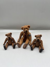 Boyds Bears Shoe Box Bear Moveable Figurines Lot Of 3