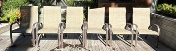 Sling Back Patio Chairs, Lot Of 6