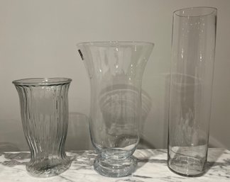 Assorted Crystal And Glass Vases - 3 Pieces
