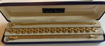 Laura Scott Gold Tone Bracelet Stack- 3 Bracelets