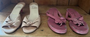 Christian Louboutin Slip On Heels Size 39 & Chanel Pink Flip Flops Size 38.5 - 2 Pairs