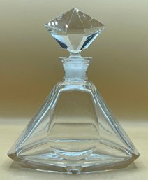 Bohemian Czech Clear Hand Cut Glass Bottle Flacon With Stopper