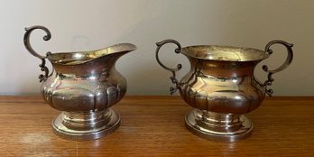 Poole Sterling Silver Creamer & Sugar Bowl - 2 Pieces - 9.91 OZT Total