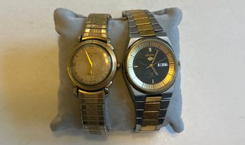 Lord Elgin Shockmaster Vintage Watch And Seiko Two Tone Mens Watches- 2 Pieces