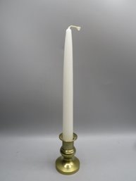 Brass Candlestick Holder With Tapered Candle