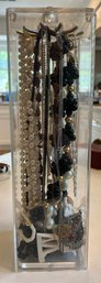 Assorted Costume Jewelry Necklaces Including Acrylic Case