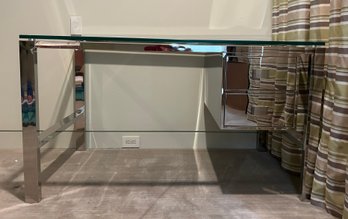 Chrome Glass Top  2 Drawer Desk