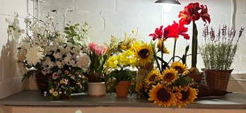 Assorted Faux Flower Decorations - 11 Pieces