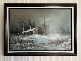 Artist Signed Winter Scene Painting