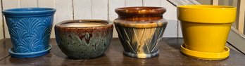 Assorted Ceramic Glazed Planter Pots - 4 Pieces