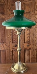 Emerald Green Glass Brass Bankers Lamp