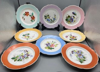 Porcelain Floral Pattern Dessert Dishes, 8 Piece Lot 7'