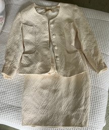 Hermes Paris Ivory Matching Womens Skirt Suit, Vintage - 2 Pieces